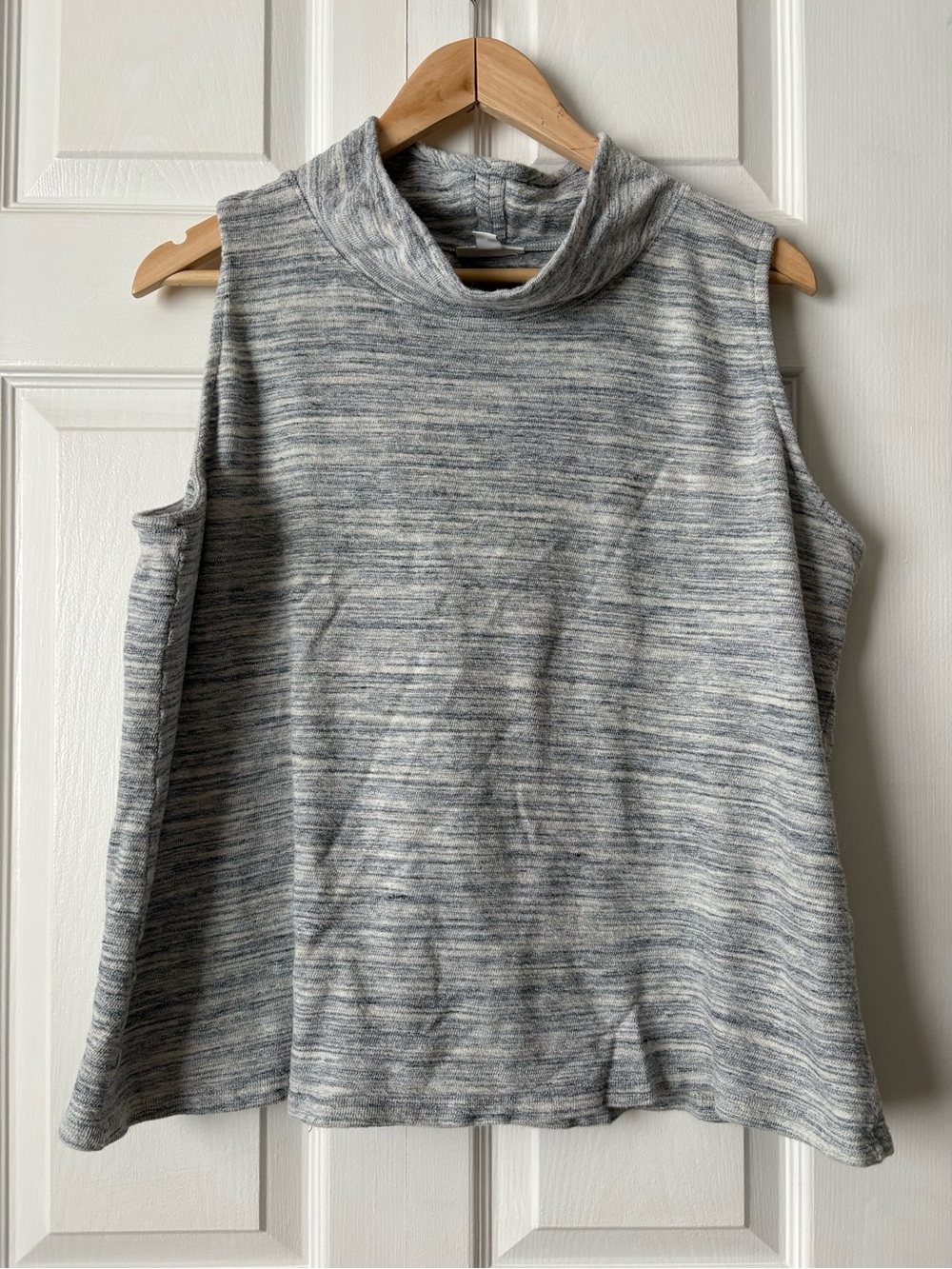 Sleeveless Gray Marled Cowl Neck Top
